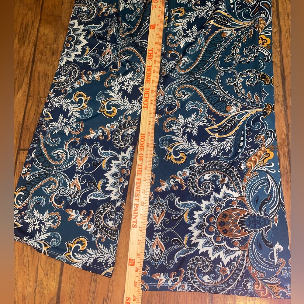 Valerie Stevens Teal Paisley Wide Leg Pants woman’s size XL - Picture 5 of 7